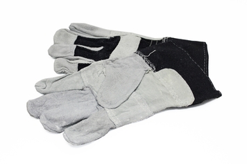 Gant de cuir fendu, denim